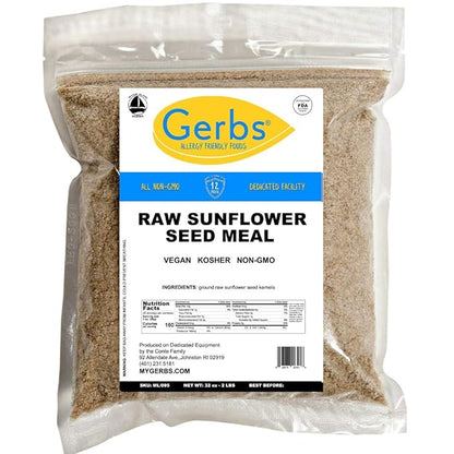 Gerbs Ground Sunflower Seed Meal, 2 LBS - Top 14 Food Allergy Free & NON GMO - Vegan & Keto Safe – Cold Milled Full Oil Seed Protein Powder