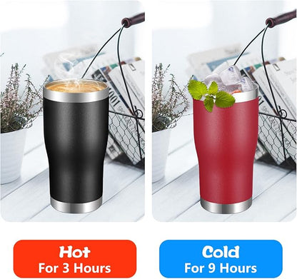 VEGOND 20oz Tumbler Stainless Steel Tumbler Cup with Lid And Straw Vacuum Insulated Double Wall Travel Coffee Mug(Brick Red 6 Pack)