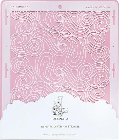Cake Stencil - Seamless Delicate Pattern for Decorating Tall Double Barrel Cake to Use with Buttercream, Royal Icing, Ganache, Paint, Airbrush (Andra)