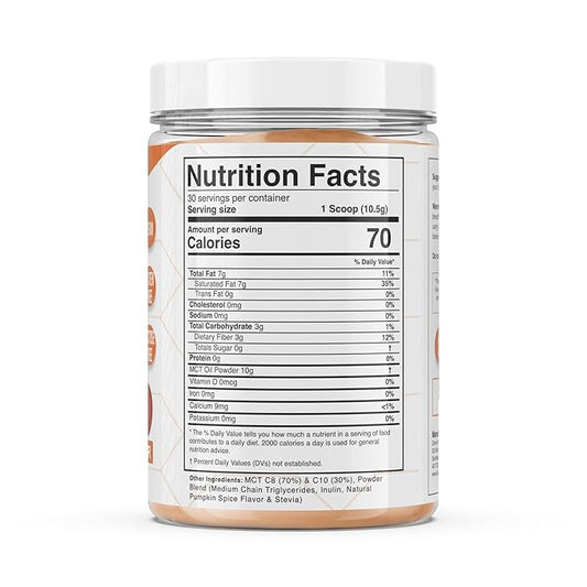 Dr. Colbert, MD MCT Oil Powder | Pumpkin Spice Flavor | by Divine Health | Recommended in The Keto Zone Diet | Alternative Coffee Creamer | 70% C8 30% C10 | 0 Net Carbs | 300 Grams