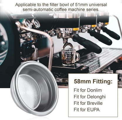 58mm Portafilter Basket,Metal Coffee Filter, Stainless Steel 58mm Basket Porous Double Cup Coffee Filter for Portafilter Coffees Machine,Paperless and Permanently Reusable