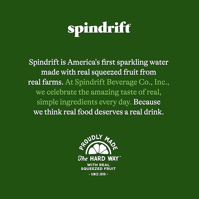 Spindrift Sparkling Water, Raspberry Lime Flavored, Made with Real Squeezed Fruit, Only 9 Calories per Can, 12 Fl Oz Cans, Pack of 24