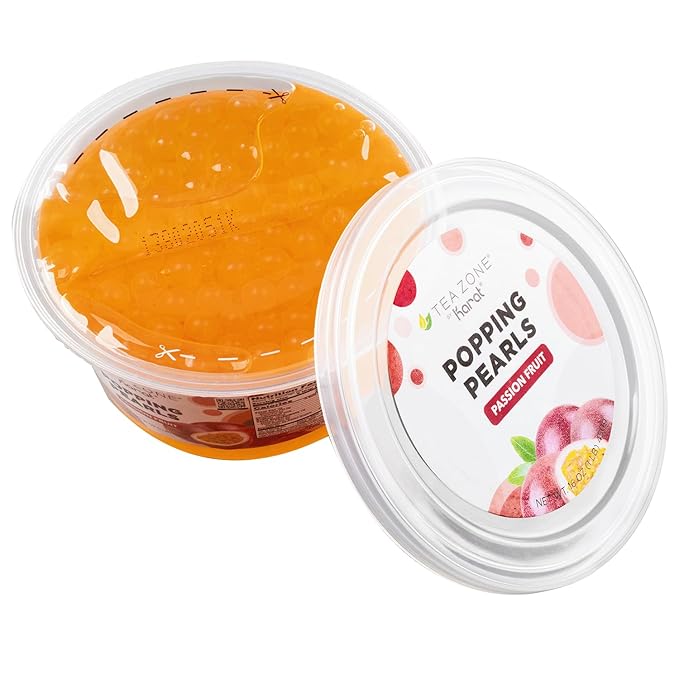 Tea Zone [1 Pound] Passion Fruit Popping Pearls, Bursting Pearls for Teas, Shakes, Smoothies, Dessert Toppings