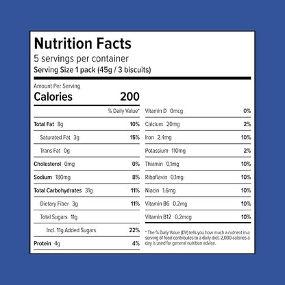 Sweet Loren's Vegan Breakfast Biscuits | Blueberry | 4g Protein, 19g Whole Grains | Plant Based, Gluten Free, Dairy Free, Nut Free Snacks | 3 Pack (15 Total Biscuits, 1.6 ounce each)