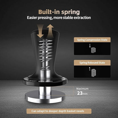 MHW-3BOMBER 54mm Espresso Tamper, 53.35mm Double Spring Coffee Loaded Tamper Tool, Compatible with 53mm/54mm Breville Portafilter, Self Leveling Espresso Hand Tampers, Espresso Accessories,T6000-OS