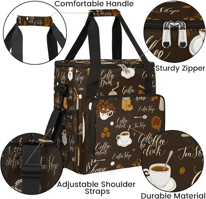 cfpolar Coffee Maker Storage Bag, Waterproof Travel Carrying Storage Tote Bag Organizer Case, Compatible with K-Mini or K-Mini Plus, And Suitable for Other Accessories， With Pockets for K-Cup Pods