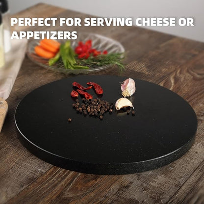 Koville African Natural Marble Cutting Board for Kitchen, 11inch Round Hand Crafted Marble Slab for Cheese, Charcuterie, Pastry Board - Wedding Gift, House Warming Gift(Zimbabwe Black)