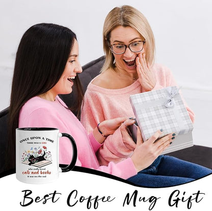 Book Lovers 11oz Coffee Mug, Bookish Gifts for Readers, Christmas Gifts for Book Lovers, Book Club Gifts, Cat Lover Gifts, Gifts for Librarians Her Best Friend