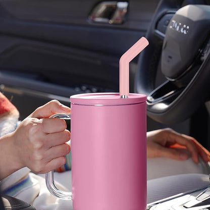 Tomorotec 6-Pack Stainless Steel Reusable Straw with Silicone Tip 3 Sizes, Metal Drinking Straws Fit for Stanley Quencher Tumblers 40oz, 30oz, 20oz, 14oz, Cleaning Brushes Included (Gradient)