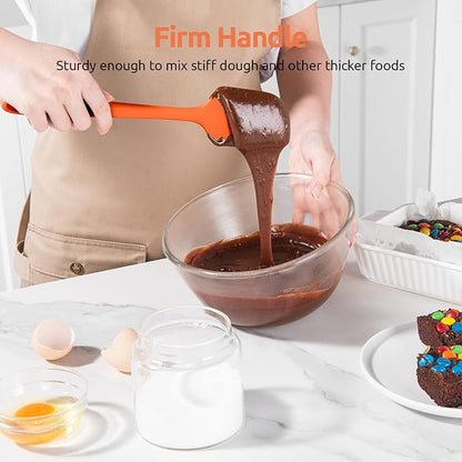 U-Taste Silicone Spatula Set: 600ºF High Heat Resistant, Seamless Food Grade Flexible Rubber Kitchen Cooking Mixing Baking Scraper for Nonstick Cookware Set of 3 (Orange)