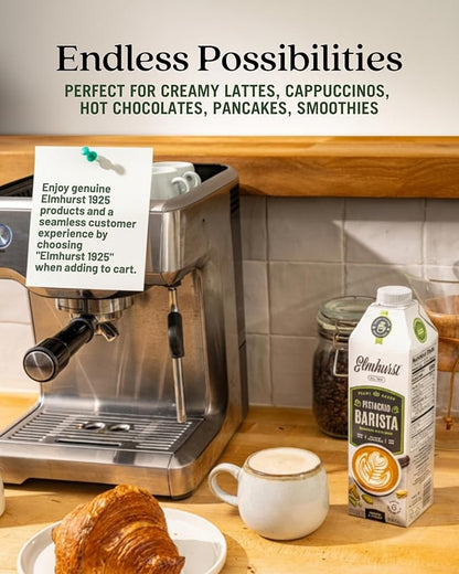 Elmhurst 1925 Pistachio Milk Barista Edition – 32 Ounce (Pack of 6) Plant-Based, Vegan, Dairy-Free, Non-GMO, Kosher, Froths for Lattes & Iced Coffee, 3g Protein per Serving, Simple Ingredients