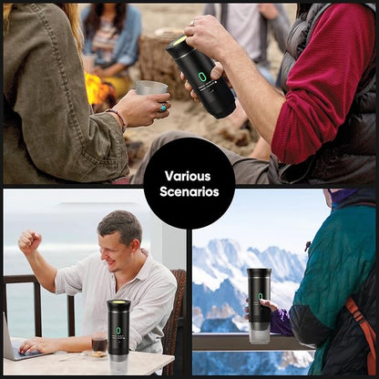 Portable Espresso Machine, Travel Coffee Machine for Camping, Car Self-Heating Coffee Maker with USB-C,Compatible With Ground Coffee & NS Capsules, Portable Espresso Maker for RV, Home, Hiking