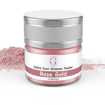 Glitter & Glitz Edible Glitter for Drinks - Premium Drink Glitter Edible Dust for Cocktails, Baking, Brew, Champagne - Luster Dust and Cocktail Glitter - Edible Glitter for Drinks Decoration (Rose Gold, 5Grams)