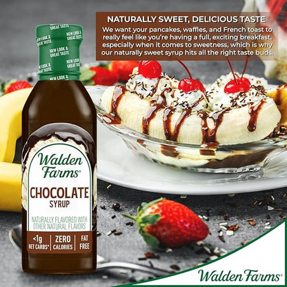 Walden Farms Chocolate Syrup – Perfect for Coffee, Desserts, Ice Cream – Zero Calorie, Sugar-Free, Low Carb, Keto-Friendly, Gluten-Free, Vegan – 2-Pack, 12 oz Bottles