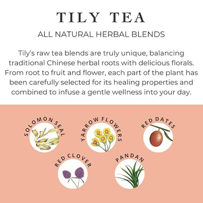Tily Tea Radiant Glow Herbal Tea - Natural Tea to Support Skin Nourishment - Solomon Seal for A Glowing Complexion - Caffeine Free - 10 Plastic-Free Tea Bags