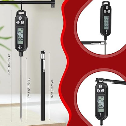 Meat Food Thermometer Food with Probe Water Liquid Instant Read Digital Thermometer Kitchen Cooking Supplies for Cooking BBQ Milk Yogurt (Black)