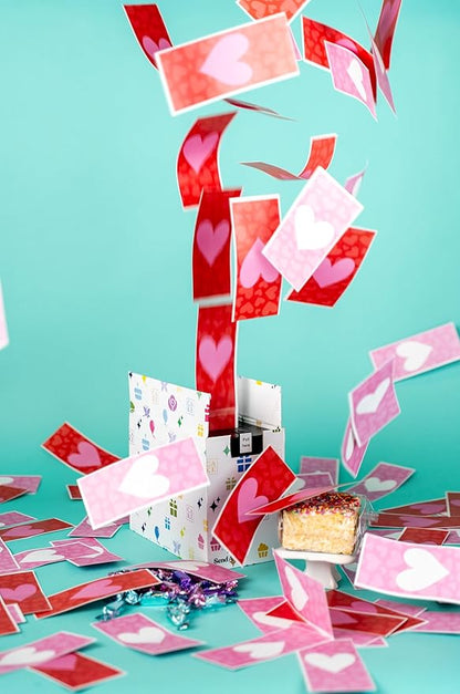 Celebration Love Shower Gift Box by Send A Cake Music Gift with 20 Foil-Wrapped Caramels & 3" Rainbow Sprinkle Crispy Cake – Ready-to-Gift, No Assembly, Birthday, Anniversary, or Celebration Gift for Women, Men & Kids