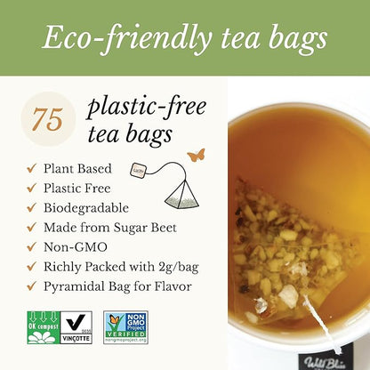 Wild Bliss Organic Wild Raw Dandelion Root Tea - Pharmacopoeia Quality Caffeine Free Herbal Detox Support - 75 Plant Based Tea Bags