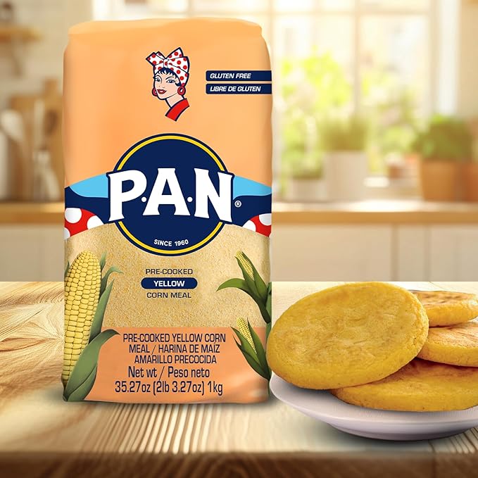 P.A.N. Yellow Corn Meal – Pre-cooked Gluten Free and Kosher Flour for Arepas (2.2 lb/Pack of 2)