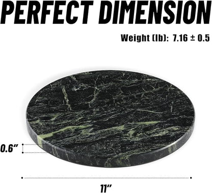 Koville Indian Natural Marble Cutting Board for Kitchen, 11inch Round Hand Crafted Marble Slab for Cheese, Charcuterie, Pastry Board - Wedding Gift, House Warming Gift(Indian Green)