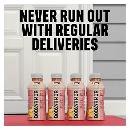 BODYARMOR LYTE Sports Drink Low-Calorie Sports Beverage, Peach Mango, Coconut Water Hydration, Natural Flavors With Vitamins, Potassium-Packed Electrolytes, Perfect For Athletes, 20Fl Oz (Pack of 6)