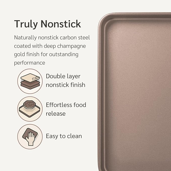 Premium PFOA free Nonstick Baking Pans Bundle of 4 items: 13 x 18 inch Half Baking Sheet Set of 2, 5 x 9 inch Loaf Bread Pan, 9 x 13 inches Cake Baking Pan
