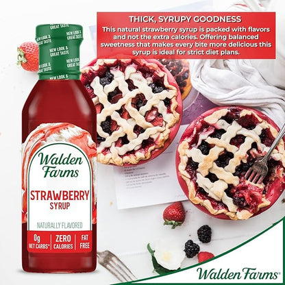 Walden Farms Strawberry Syrup – Perfect for Desserts, Smoothies, Breakfast – Zero Calorie, Sugar-Free, Low Carb, Keto-Friendly, Gluten-Free, Vegan, 12 oz Bottle