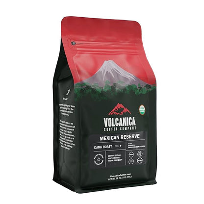 Mexican Coffee, Dark Roast, Whole Bean, USDA Organic, Fresh Roasted, Kosher, 16-ounce