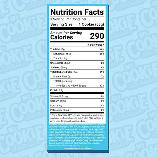My Cookie Dealer Protein Cookies, Milk & Cookies (2.2oz, Pack of 12) - 15g Protein per Cookie - Individually Wrapped Workout Snacks for On-The-Go Travel