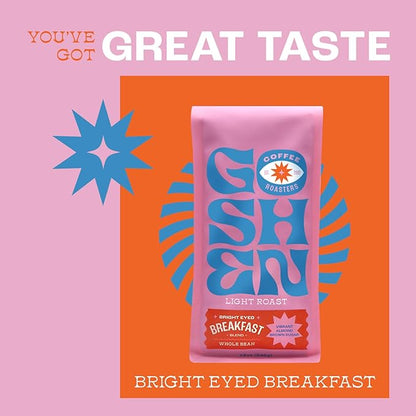 Goshen Coffee Roasters Whole Bean Bright Eyed Breakfast Blend | Light Roast, Brewed or Espresso | Award-Winning - Natural and Washed | Vibrant, Almond, Brown Sugar Flavors | 2 Lb Bag