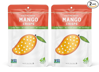 Nature’s Turn Freeze-Dried Fruit Snacks, Mango Crisps, Pack of 2 (1.2 oz Each)