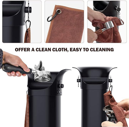 Knock Box for Espresso Grounds, Home and Commercial Use Knockbox with Removable Non-Slip Base & Barista Towel, Espresso Knock Box, Coffee Grind Collection Dump Bin, Extra Large