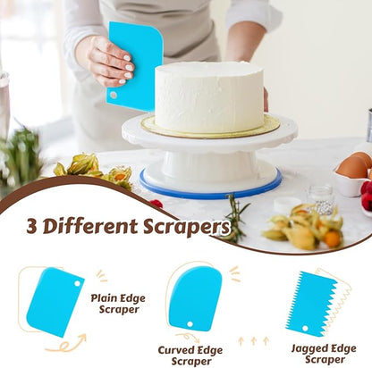 Dessert Decorating Syringe Set, Stainless Steel Frosting & Icing Piping Kit with 6 Tips and 9 Silicone Cupcakes,3 Cream Scraper for Cake Decorating Tools Cupcake Decorating Kit