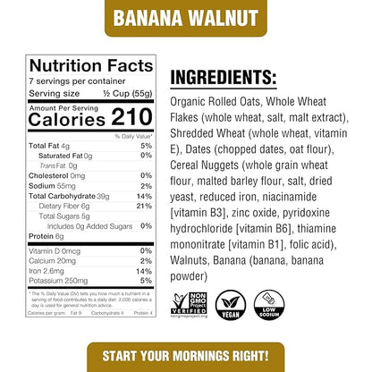 Rip's Big Bowl - PLANTSTRONG Banana Walnut Cereal (6-Pack) Non-GMO Whole-Grain Plant Based Oil Free Pack of 6 x 14oz Bags