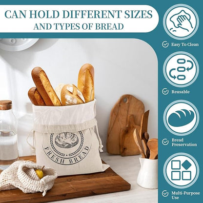 Reusable Bread Bags for Sourdough, Bannetons Reusable Cotton Drawstring Bag, Set of 2,Pretty Bags for Storing Flour and Bread
