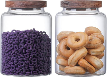 Vacuum Coffee Canister Glass Food Storage Jars With Airtight Lids Borosilicate Glass Coffee Canister Container for Coffee Beans & Grounds Tea Sugar Spices Kitchen (40oz（1200ml)-2 pack