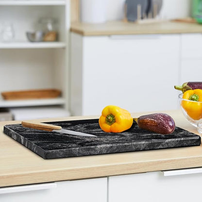 Natural Black Marble Pastry and Cutting Board, 12x20x0.7 Inch, Heavy for Dough Chocolate, Pack of 1