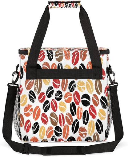 Colorful Coffee Beans Maker Carring Bag Travel Carrying Storage Tote Compatible with Keurig K-Mini or Plus Portable Single Serve Brewer Case Pockets for K-cup Pods
