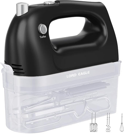 Lord Eagle Hand Mixer Electric 400W, 5 Speed handheld Mixer, 5 Stainless Steel Accessories for Baking Cake Egg Cream Food Beater, Turbo Boost/Self-Control Speed + Eject Button