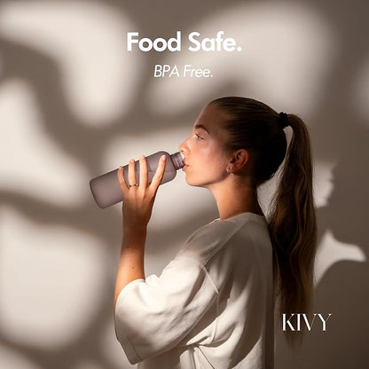 KIVY Slim Water Bottle 22oz [Lightweight & Shatterproof] - Small Drinking Waterbottle - Red Bottle Without Straw for School, Sport & Travel - Drinking Bottle Dishwasher Safe, BPA Free