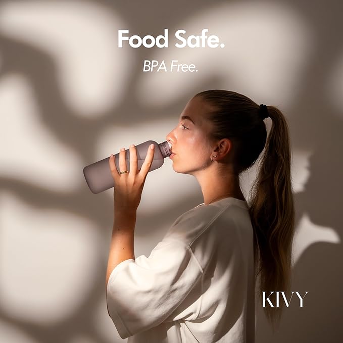 KIVY Lightweight Tritan Water Bottle 22oz [Leakproof & Shatterproof] Slim 22 oz Water Bottle screw top - Reusable water bottle no straw - Cute water bottle slim - Aesthetic water bottles