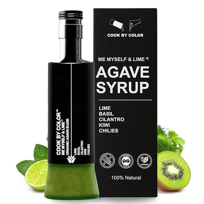 Cook by Color: Me, Myself & Lime, Flavored Organic Agave Syrup Liquid Sweetener, Light Agave Nectar for Cocktails, Teas, Coffee, Smoothies & Cooking, Vegan, Low Carb, 350 ml Bottle, 11.8 fl oz