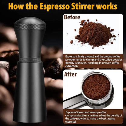 WDT Espresso Distribution Tool Espresso Stirrer Tools for Barista, 0.35mm 7 Needles Espresso Coffee Stirrer with Extra 7 Replaceable Needles, Aluminum Alloy Handle with Stand (Black)