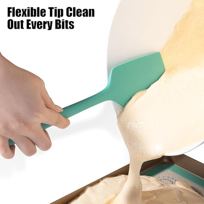 4-Piece Silicone Spatula Scrapers: Doosu 600°F Heat Resistant Food Grade Kitchen BPA Free Rubber Baking Cooking Tool Nonstick Utensil Set for Mixing, Scraping, Folding, Stirring, Serving (Multi-4)