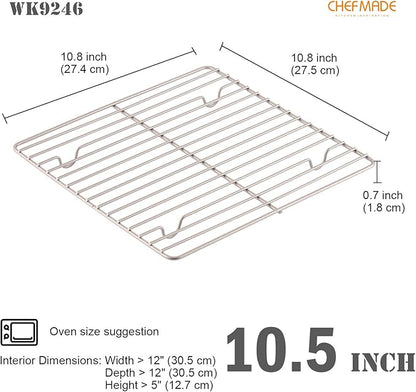 CHEFMADE Baking and Cooling Rack, 10.8-Inch Non-Stick Square Wire Rack for Oven Baking (Champagne Gold)