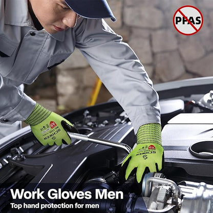 Schwer ProGuard Highest Level Cut Resistant Work Gloves PR3326 for Extreme Protection，ANSI A9 Cut Gloves with Reinforced Thumb, Non Slip, Non PFAS, Durable, Touch-screen, Yellow 2 Pairs（M）