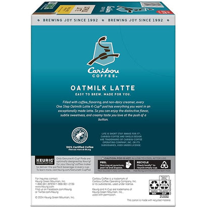 Caribou Coffee Vanilla Vibes Oatmilk Latte, One Step Latte Single Serve Keurig K-Cup Pods, 20-Count Box