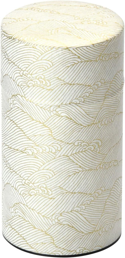 Japanese Pokkan Coffee Spice Tea Tin Canister Washi Paper Storage with Lid 7.05 oz Capacity (Kenran Nami)