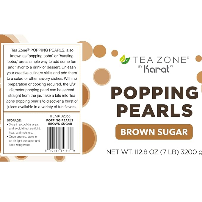 Tea Zone [7 Pounds] Brown Sugar Popping Pearls for Boba Tea Beverages, Sweets, Ice Cream Topping | B2066