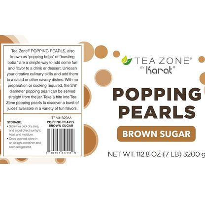 Tea Zone [7 Pounds] Brown Sugar Popping Pearls for Boba Tea Beverages, Sweets, Ice Cream Topping | B2066